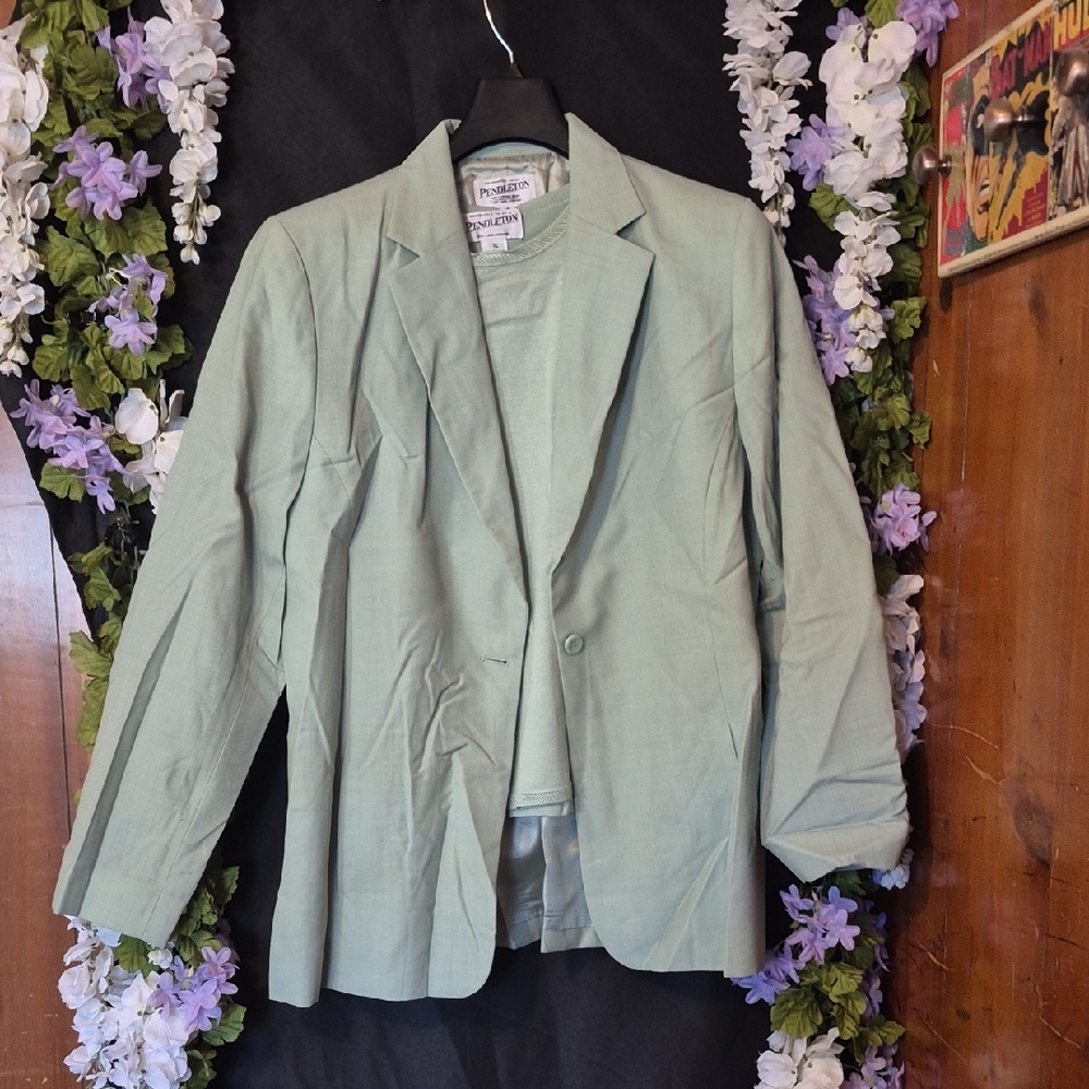 Pendleton Mint Green Single-Button Women's Blazer - image 1